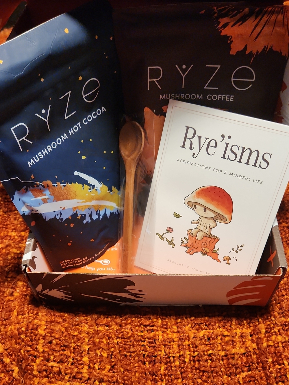 Mushroom Coffee & Hot Cocoa Gift Set - Blue & Black